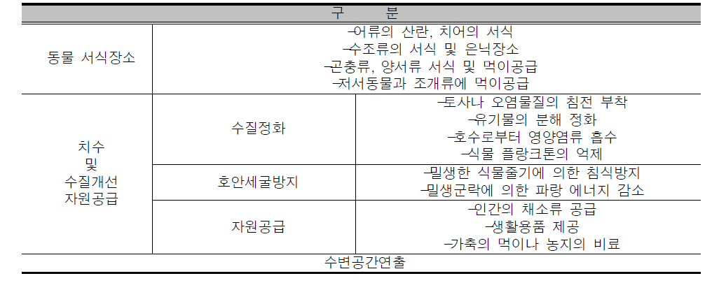 수변식생 및 정화식물의 역할