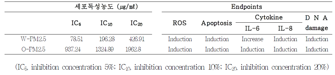 PM2.5 노출에 따른 세포수준에서의 폐질환 영향 확인
