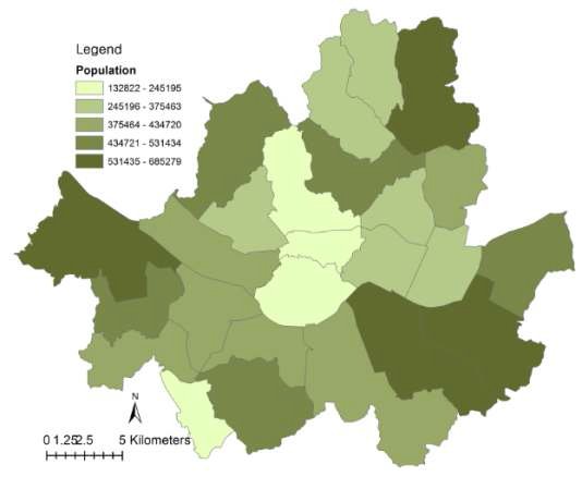 2010년 서울시 구별 인구분포