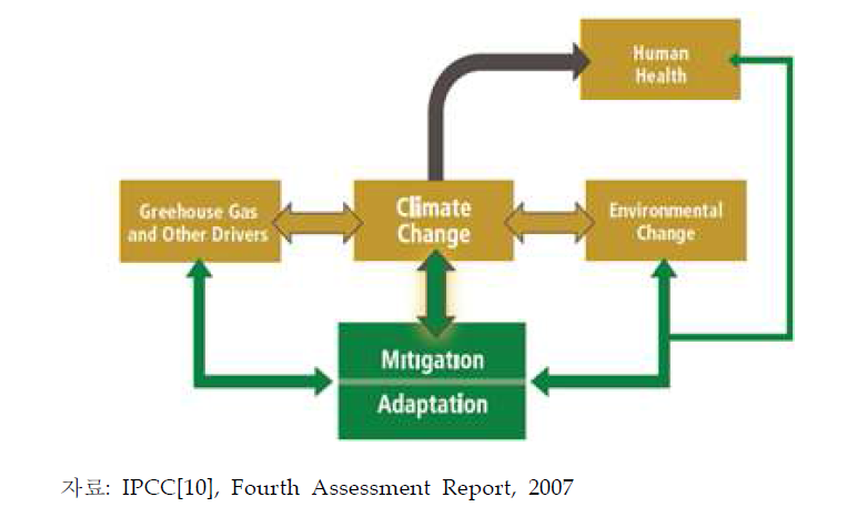 기후변화에 따른 건강영향 및 적응·저감의 관계
