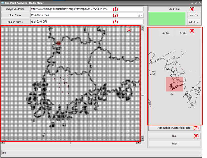 Non point analyzer-radar miner 프로그램 구동 화면