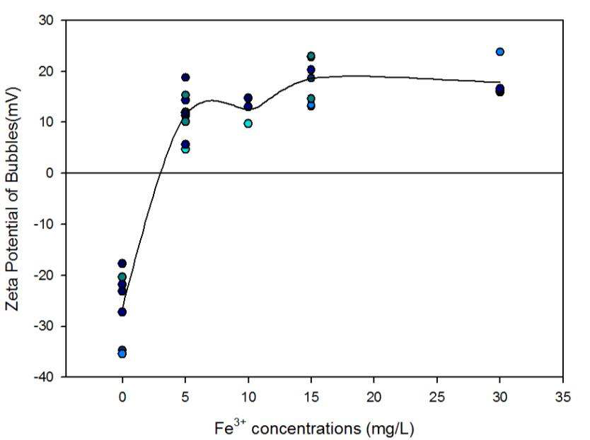 Zeta potential of bubble by DAF-Ferric chloride solution