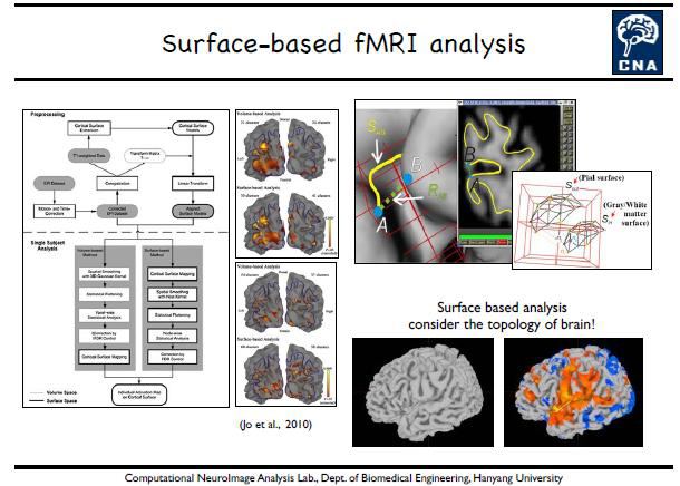fMRI 영상화 및 surface-based analysis와 volume-based analysis을 이용한 뇌기능 연구