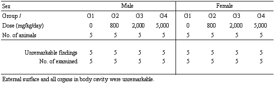 Summary of Necropsy Findings