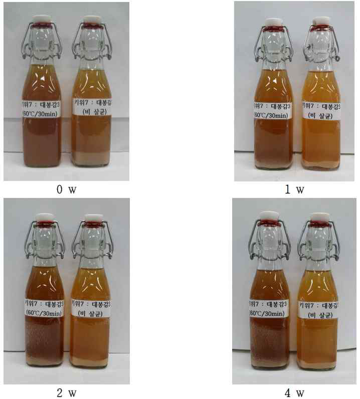Photograph during storage of kiwi-persimmon(7:3) blending wine