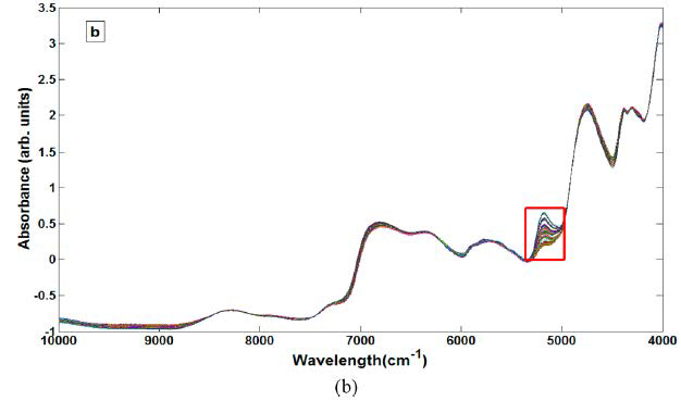 Absorbance spectra of mixed powder using FT-NIR.