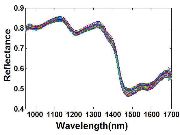 Reflectance spectra of corn starch with various concentration.