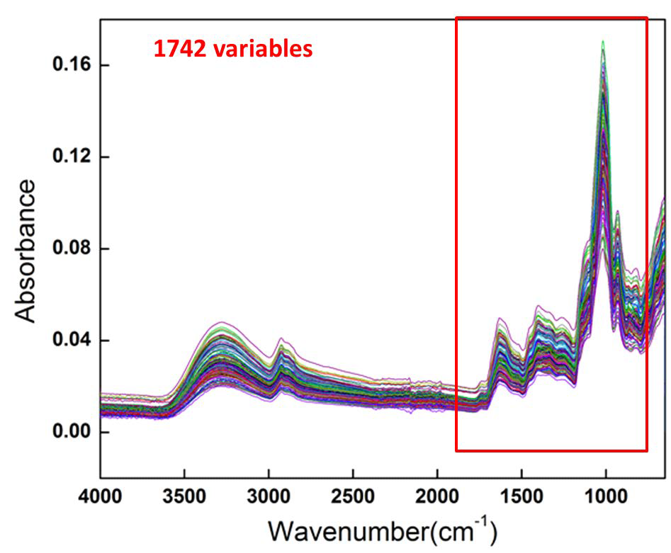 FT-IR spectra with 1742 wavenumbers.