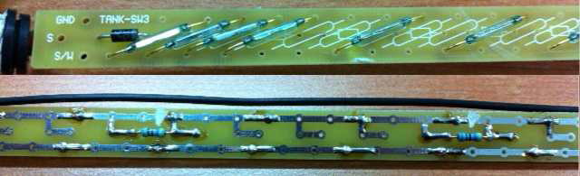 Front and back side of circuit of float type leed switch level sensor