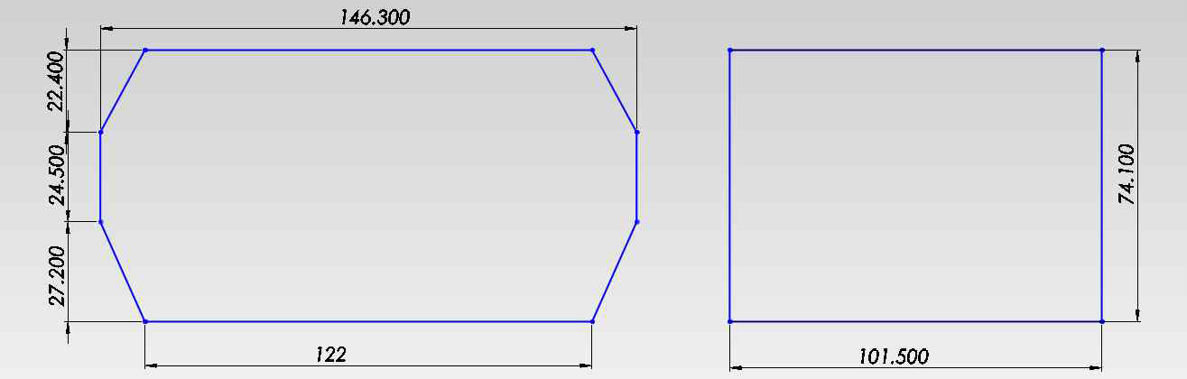 Simplified drawing of design of tank