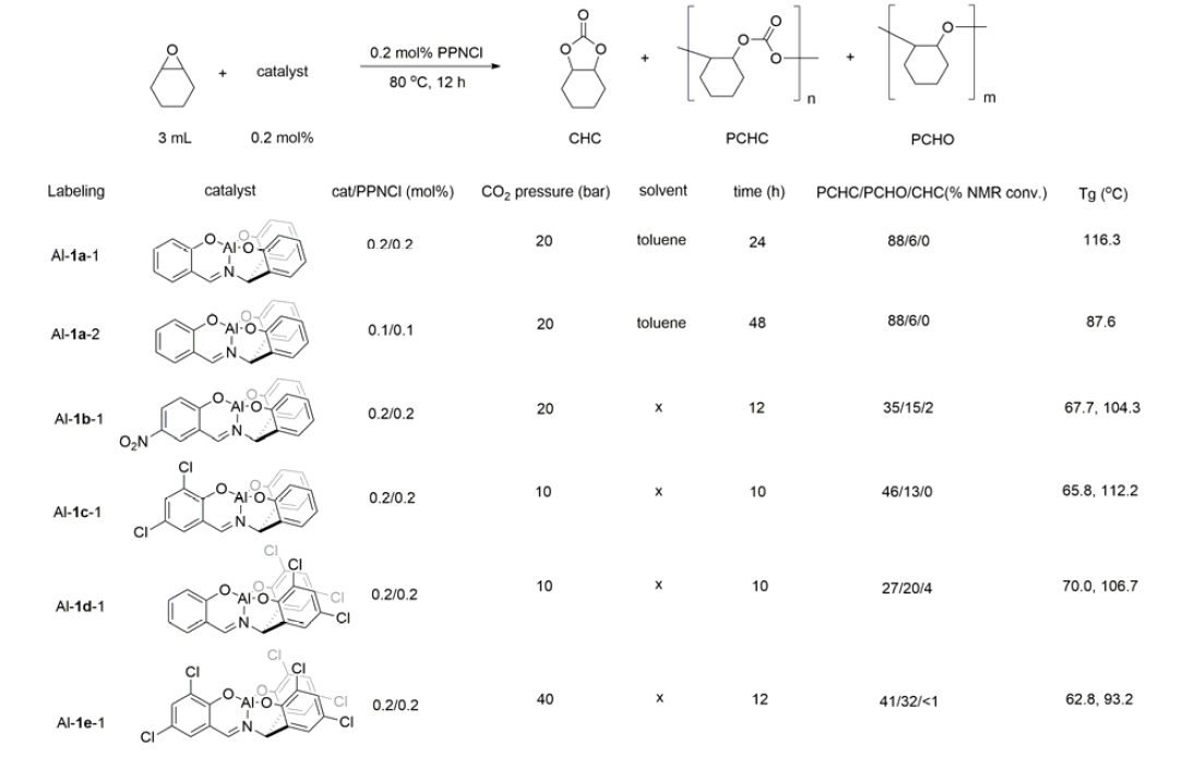 Various catalyst screening for CO2 polymerization reactions.