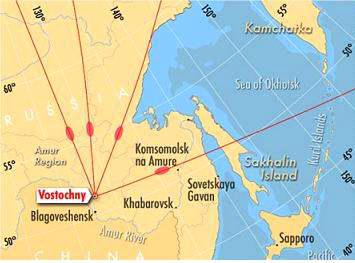 Vostochny 발사방위각