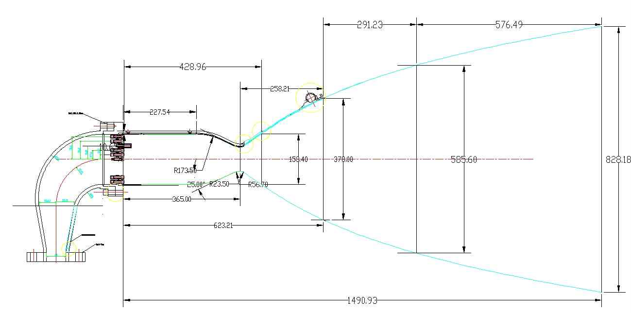 추력 9톤 엔진 연소기의 냉각 채널 기하학적인 data