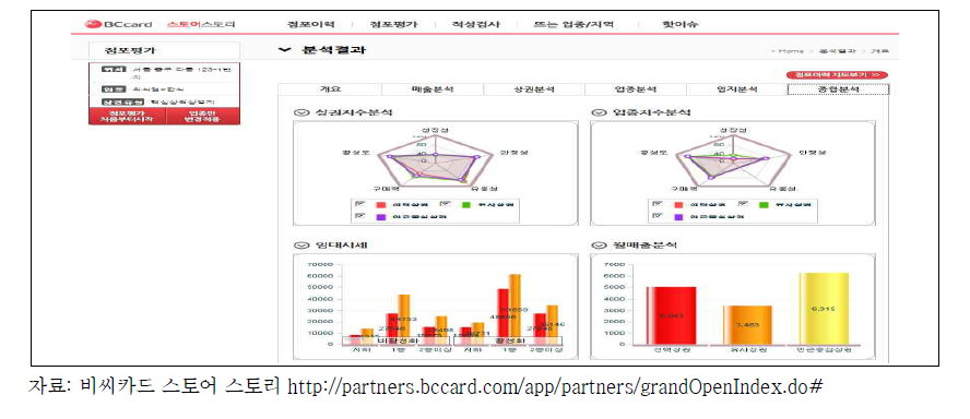 비씨카드 스토어 스토리의 점포평가서비스 분석 결과