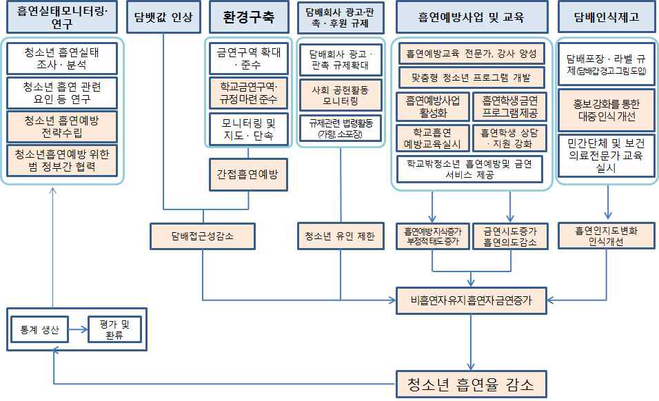 청소년 흡연예방 정책 체계도