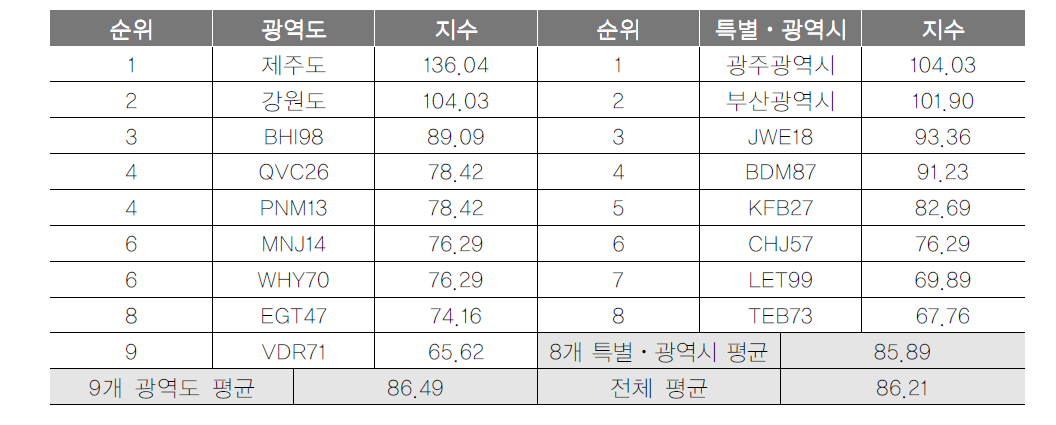 광역지자체 홍보정책 항목