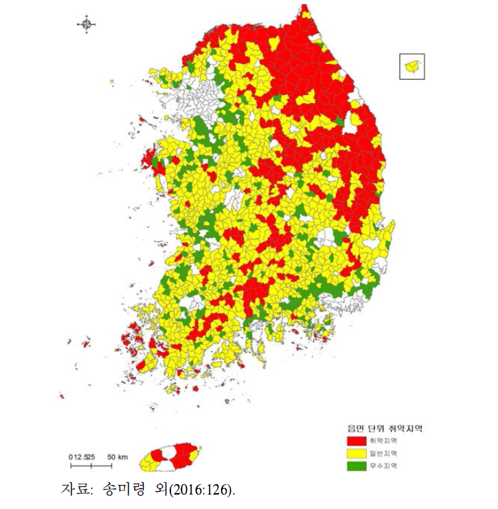 읍 면 단위 농촌 서비스 접근성 취약지역