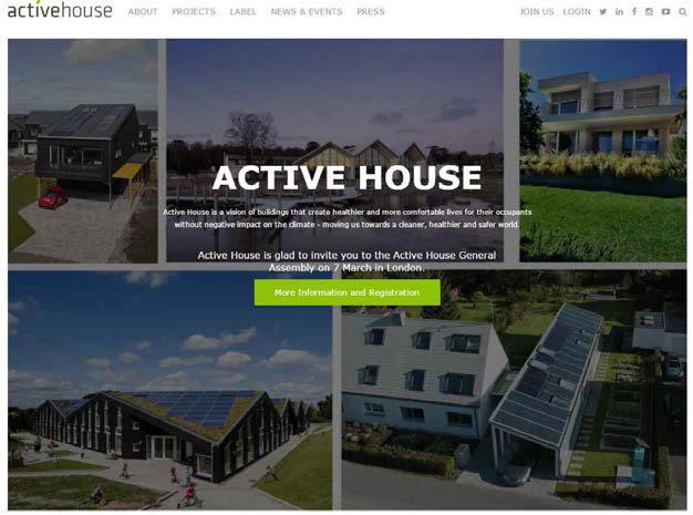 액티브하우스(Active House)의 홈페이지