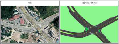 삼패사거리 시범지역 위치도 및 시뮬레이션 네트워크 도식도