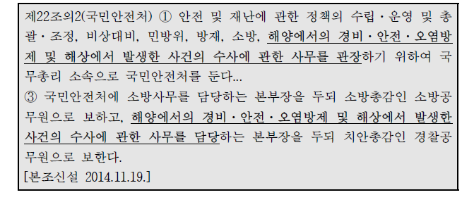 개정 「정부조직법」상 해양 관련 수사 관할 조항