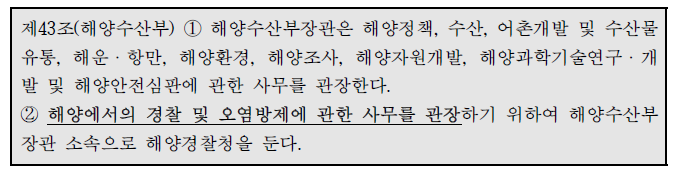 「정부조직법」 개정 이전 해양경찰청의 사무 관련 조항