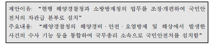 안전행정위원회 정부조직법 일부개정법률안 제안이유와 주요내용