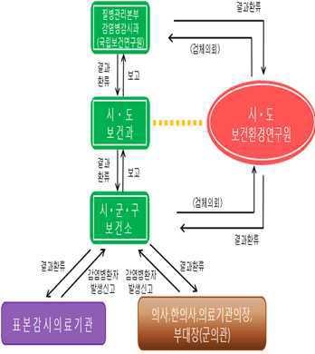 법정감염병 신고·보고 체계.