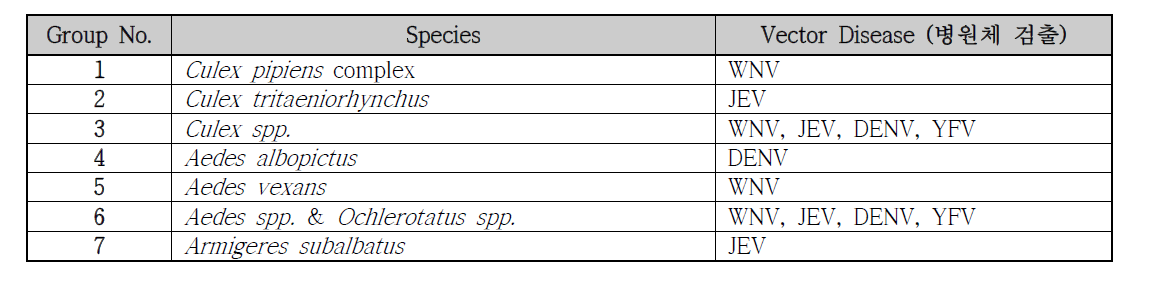 Group of mosquito species for vector disease