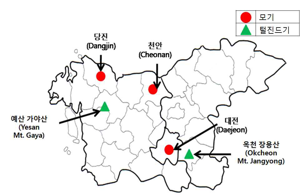 충청권 채집지역