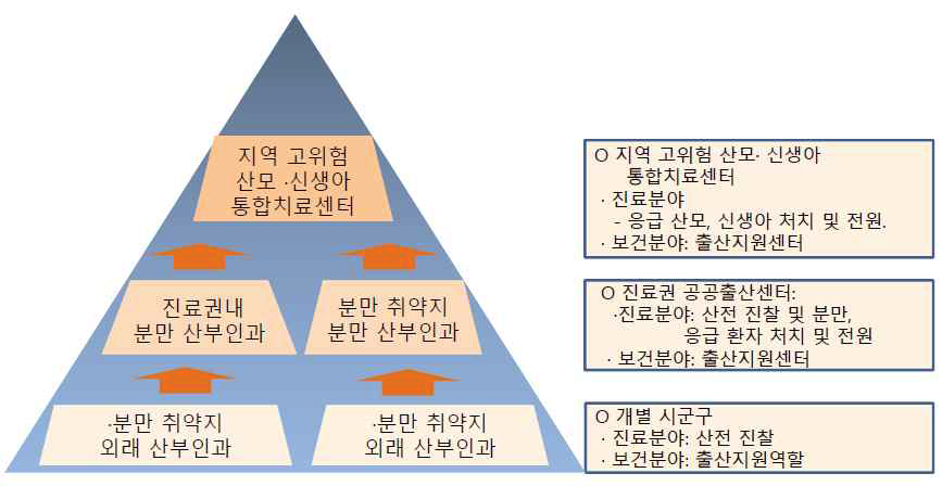 분만취약지 정상 산모 전달(연계) 체계 모식도