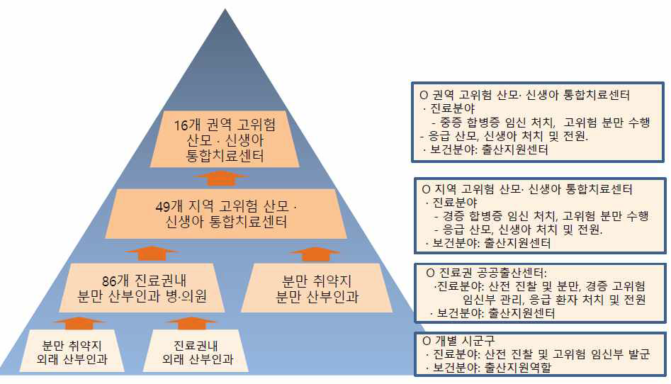 분만취약지 산모 신생아 전달 체계 모식도