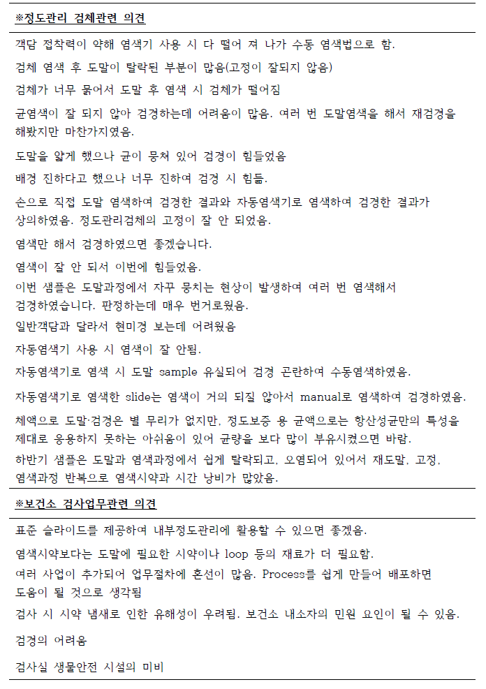 보건소 검사요원 의견