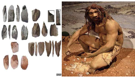 초기 인류 한반도 석기들과 석기 제작 모습