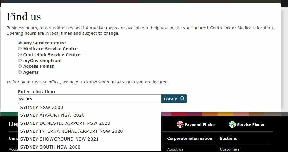 호주 대민서비스부 홈페이지에서 거주지 인근 서비스센터 찾기 검색
