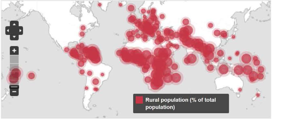2014 세계 농촌지역 인구 MAP
