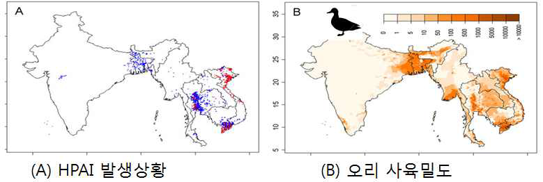 동남아시아 HPAI 발생 상황 및 오리 사육밀도