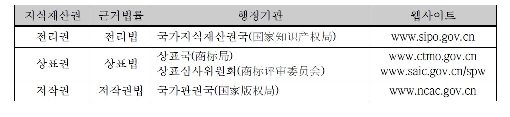 중국의 지식재산권 체계