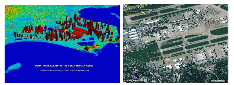 공항건설 적용사례 (좌: Doha West Bay, 우: Dallas Love Airport)