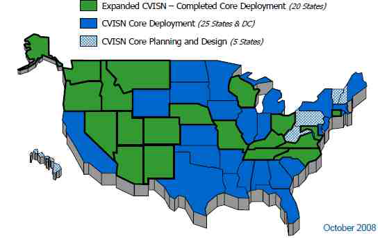 미국 CVISN 구축 현황(2008.10)