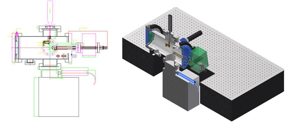 초고진공 기반의 실험장치 2D, 3D 설계도
