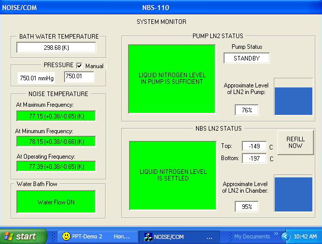 Measurement screen of the reference cryogenic noise source sstem during normal operation at KRISS