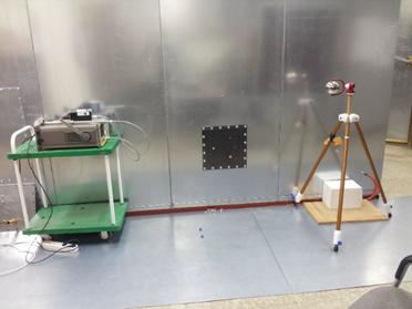 Setup for measuring the dynamic range of the system at 1 m.