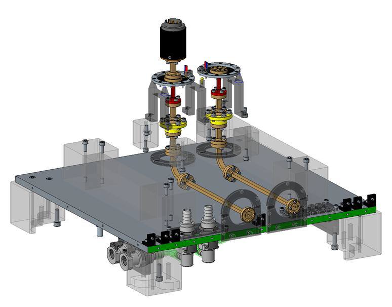 Structure of transmission lines in KRISS V-band waveguide microcalorimeter