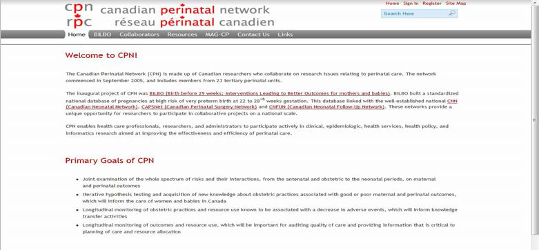 Canadian Perinatal Network 홈페이지