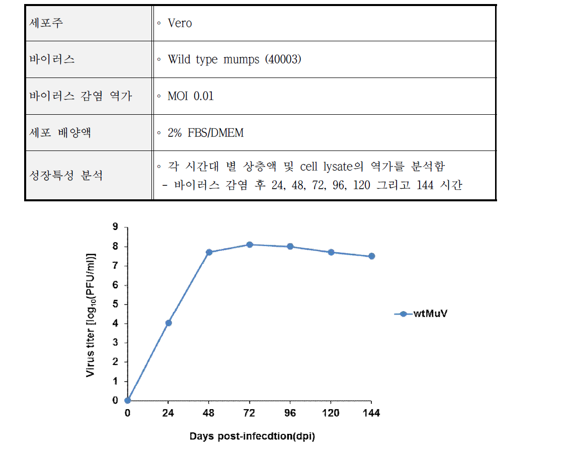 Wild type 유행성이하선염 바이러스의 성장특성 분석