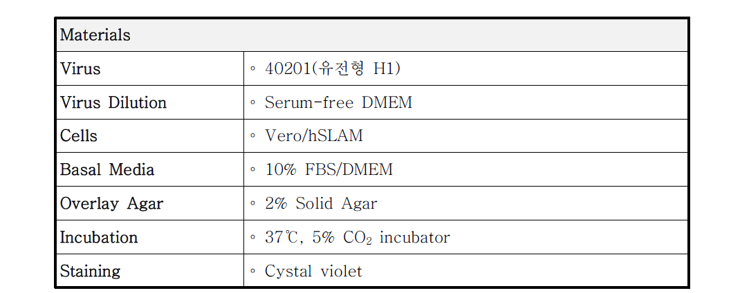 홍역 바이러스에 대한 plaque assay 방법