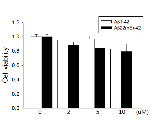 Aβ1-42와 Aβ22(pE)-42의 세포독성