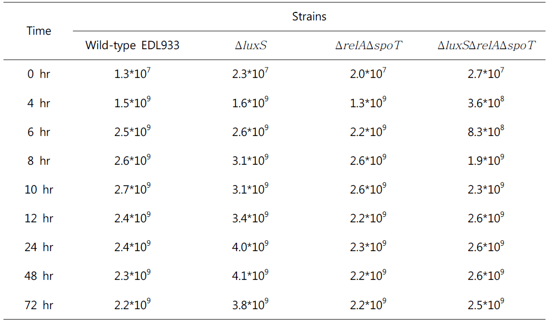 Growth rate of wild-type EDL933 and mutant strains