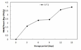 2차 딸기 저장 중 곰팡이균 변화