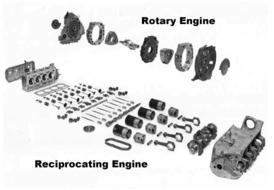 로타리 엔진과 피스톤엔진의 부품 구성 비교